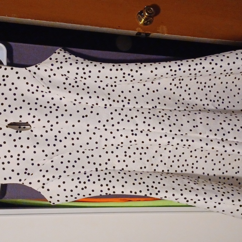 White with black polka-dot dress